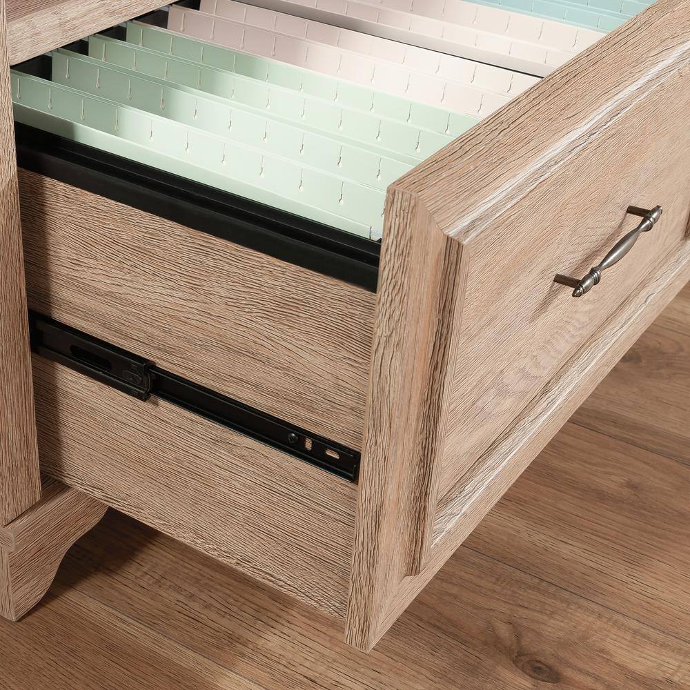 Brushed Oak Adjustable 4-Shelf Bookcase with Drawer