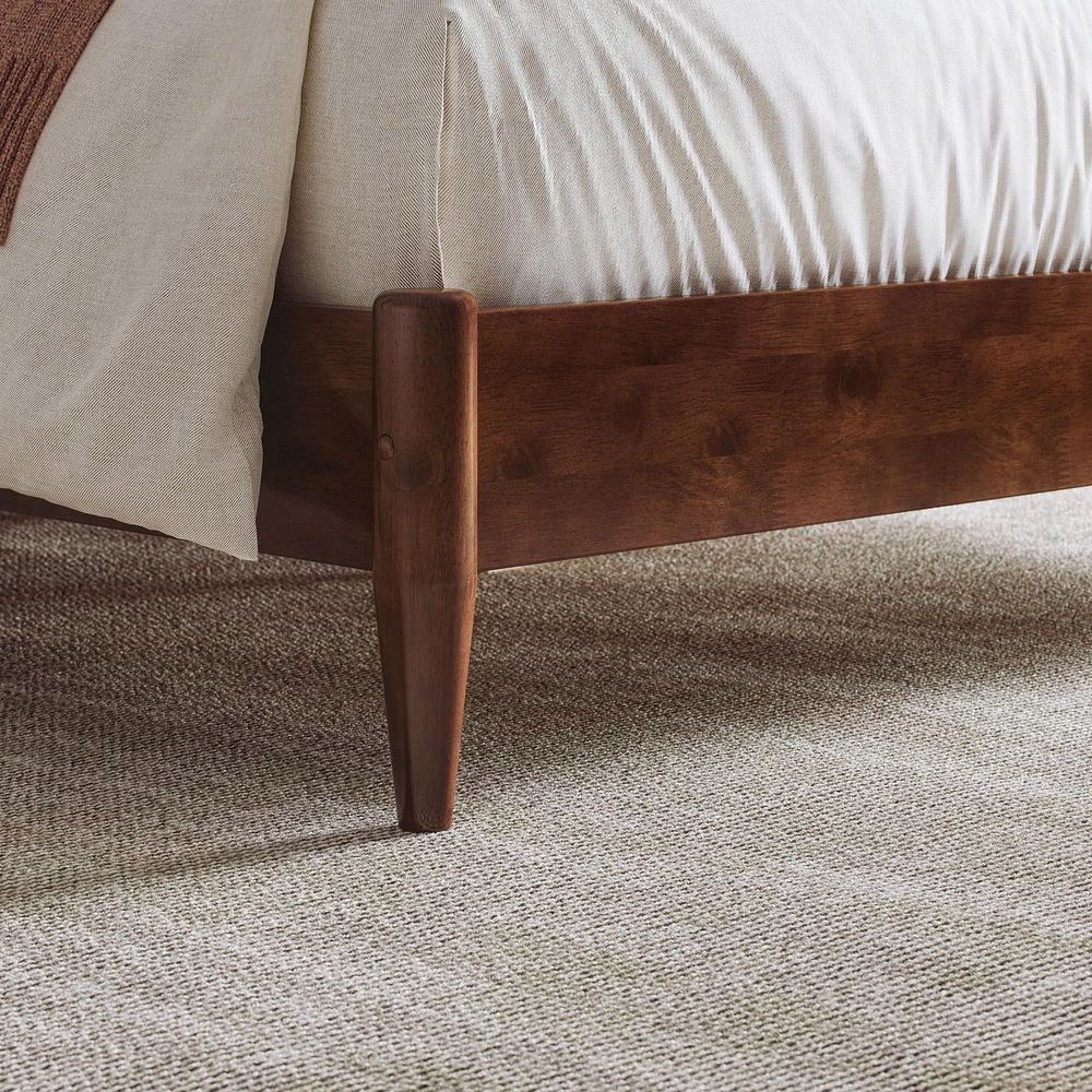 Charlotte Full Walnut Solid Wood Platform Bed with Headboard