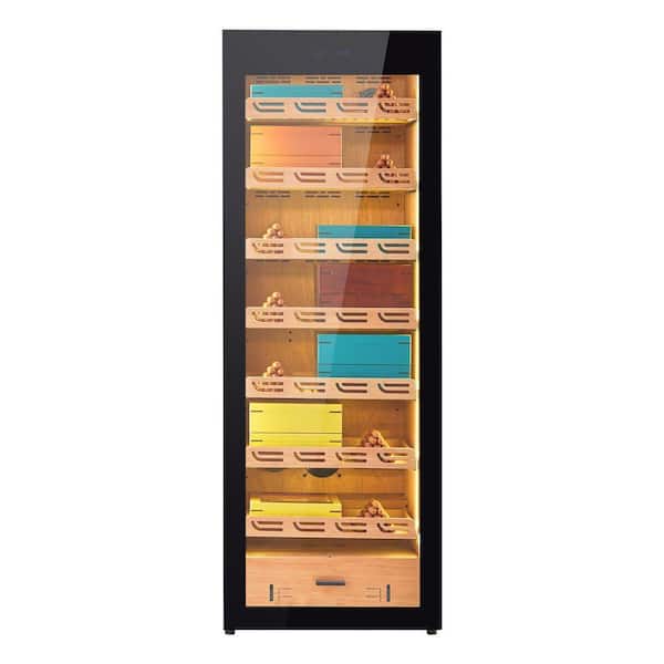Electric Humidor, 7 Layers, 288L, 1700 Counts with Compressor Cooling, Humidity, Temp Control, Wood Shelves and Drawers