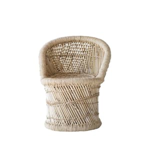 Off-White Bamboo and Woven Rope Tropical Children's Chair