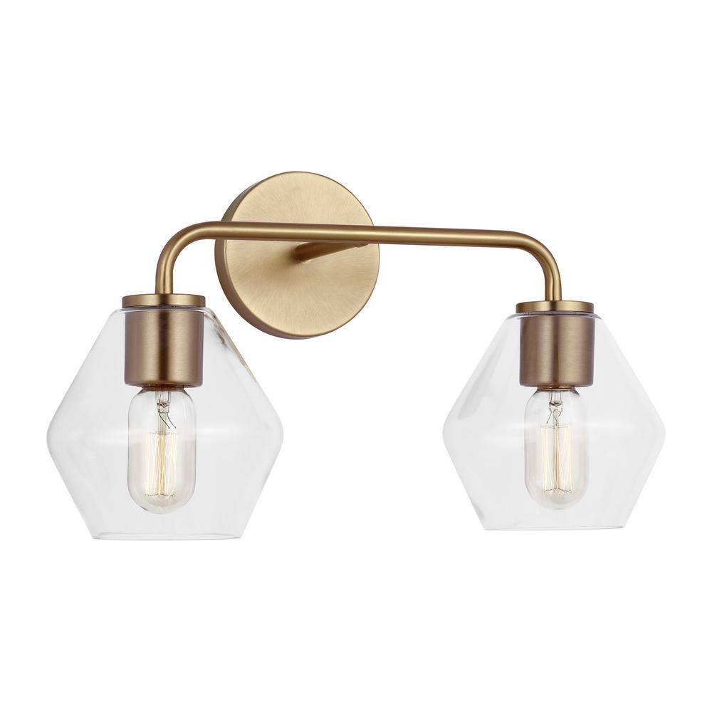 Jett 17" Satin Brass Vanity Light with Clear Glass Shades