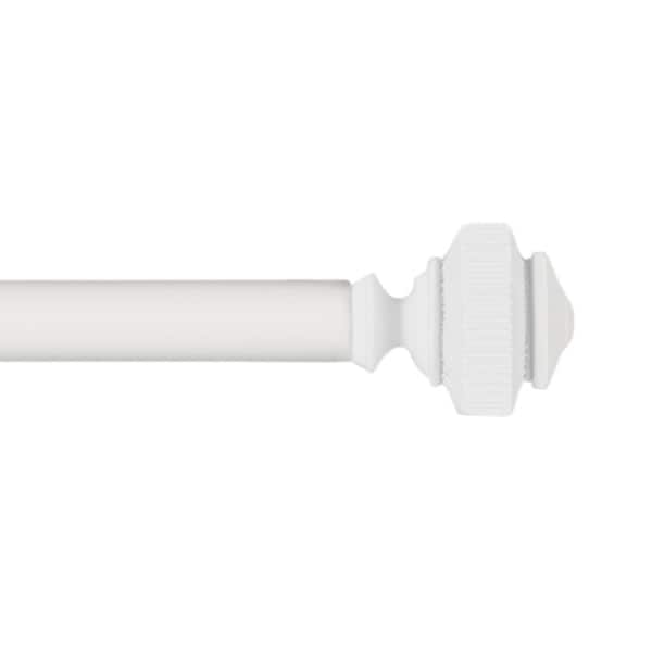 EXCLUSIVE HOME Rockwell 66 in. - 120 in. Adjustable Length 1 in. Dia Single Curtain Rod Kit in Off White with Finial