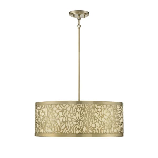 Savoy House New Haven 4-Light Burnished Brass Shaded Pendant Light