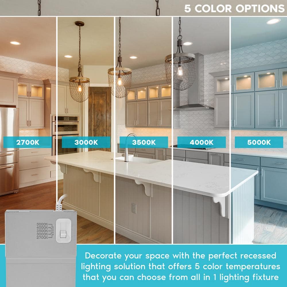 6'' Ultra Thin Dimmable LED Recessed Lighting Kit with Color Options