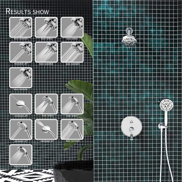 Single-Handle 14-Spray High Pressure Shower Faucet in Chrome(Valve Included)