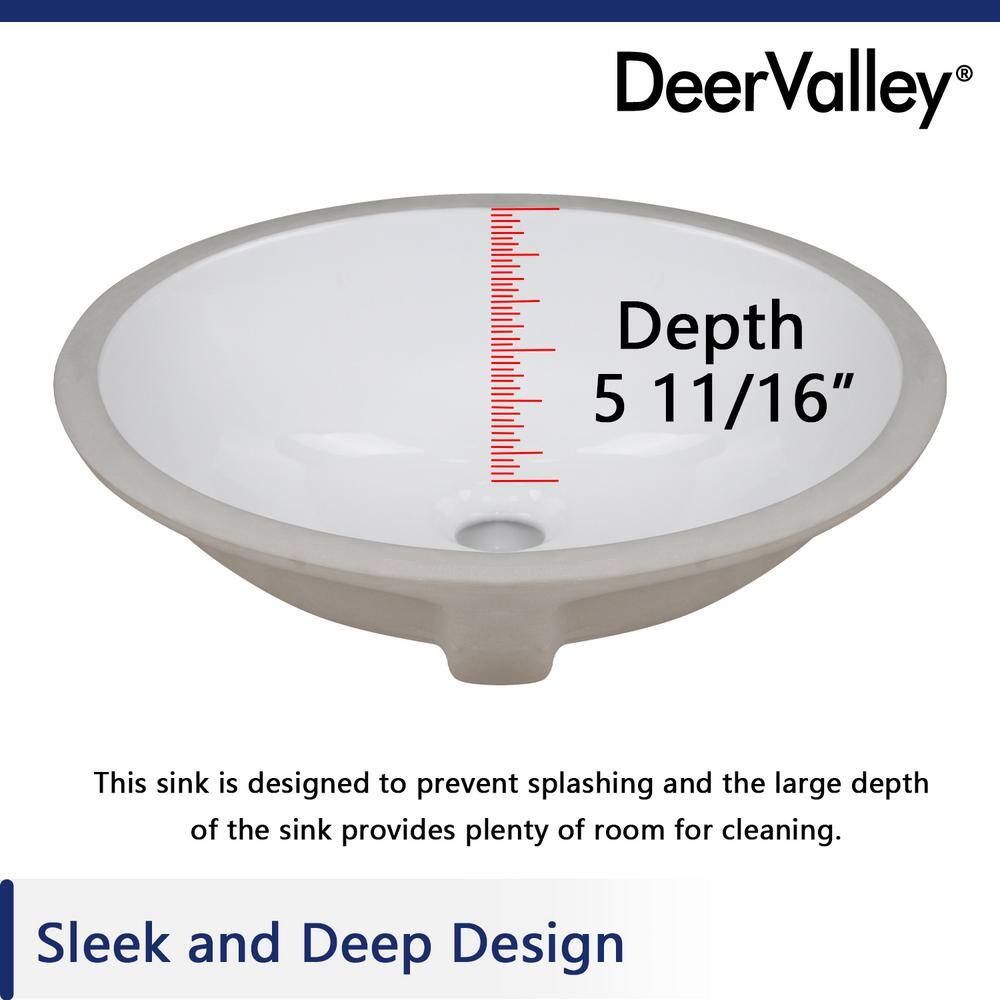 16.54" White Ceramic Oval Undermount Bathroom Sink