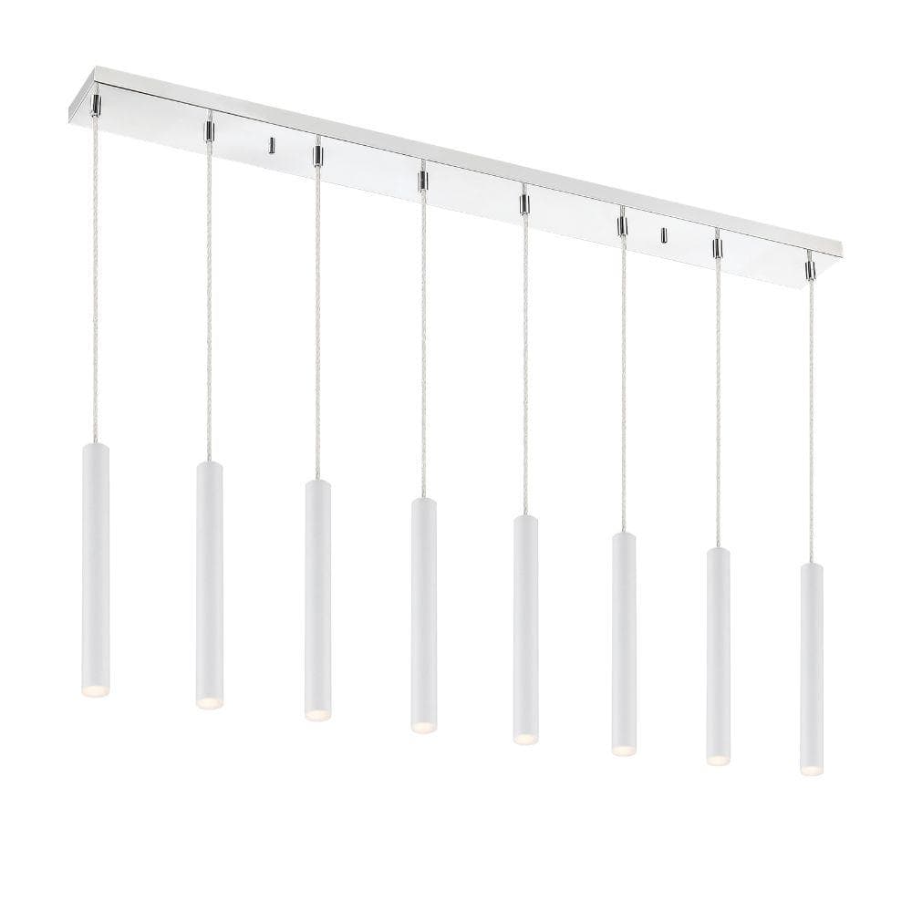 Forest 5-Watt 8-Light Integrated LED Chrome Shaded Chandelier with Matte Wh