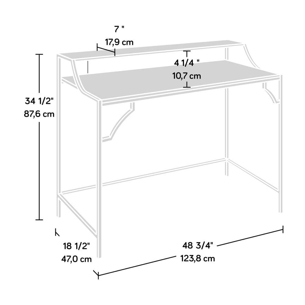 Sindoori Mango and Gold Writing Desk with Glass Shelf