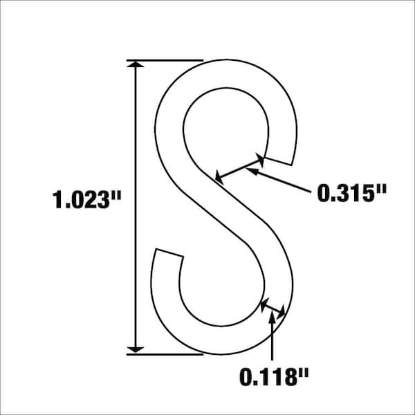 Everbilt 1/8 in. x 1 in. Stainless Steel S-Hook (3-Pack) 823801