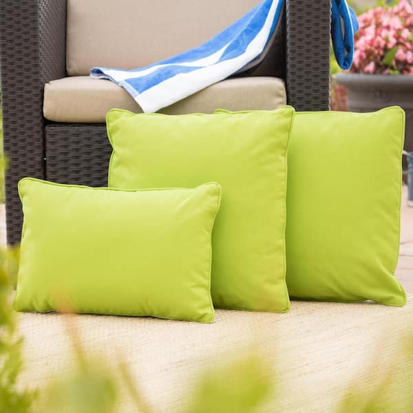 Water Resistant Outdoor Foam Crumb Filled 24 Cushion in Green 2 Pack 