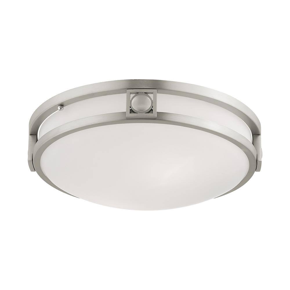 Titania Brushed Nickel 2-Light Flush Mount with Satin White Glass