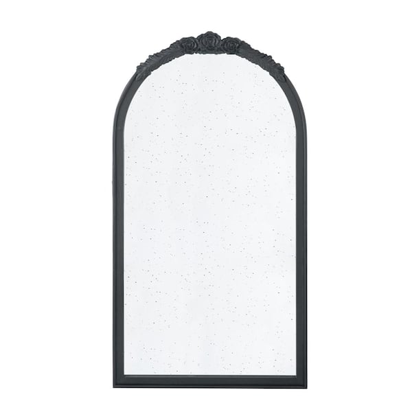 23 in. W x 42 in. H Arched Framed Wall Bathroom Vanity Mirror in Black