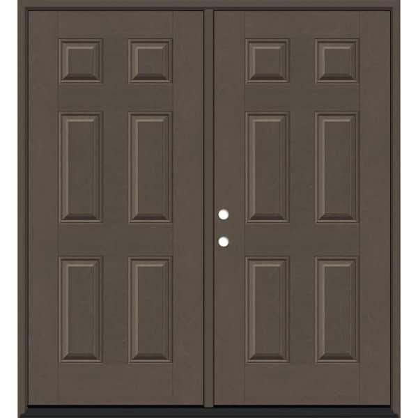 Regency 72 in. x 96 in. 6-Panel RHIS Ashwood Stain Mahogany Fiberglass Double Prehung Front Door with 4-9/16 Jamb