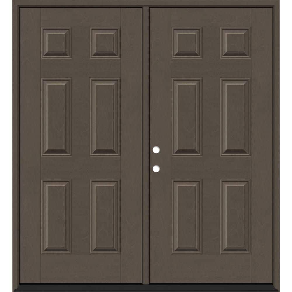 Regency 72 in. x 96 in. 6 Panel RHIS Ashwood Stain Mahogany Fiberglass Double Prehung Front Door with 6-9/16 Jamb price history on PriceWatchPro