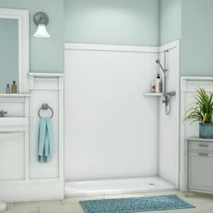 Royale 36 in. x 60 in. x 80 in. 11-Piece Easy Up Adhesive Alcove Bathtub/Shower Wall Surround in White