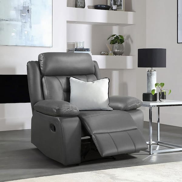 Lazzara Emillia Dark Gray Leather Manual Recliner 9629DGY 1