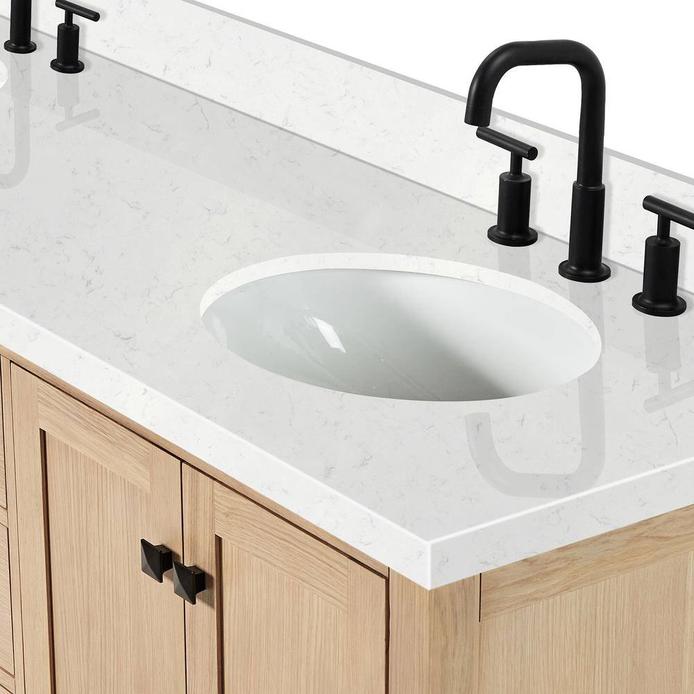 Cambridge 72" Double Sink Oak Vanity with Carrara Quartz Top