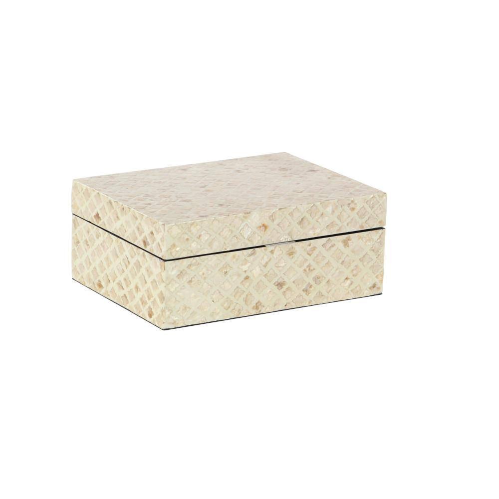 Set of 2 Cream Mother of Pearl Shell Decorative Boxes