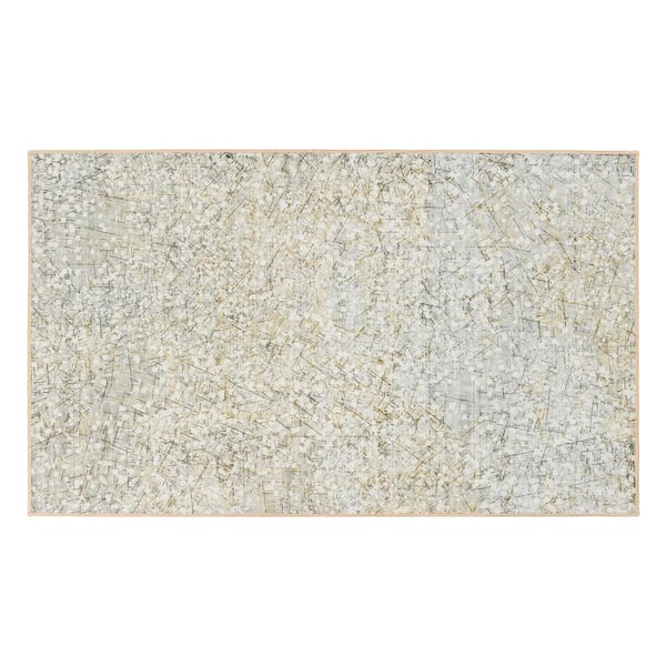 My Magic Carpet Sotho Beige 3 ft. x 5 ft. Geometric Washable Area Rug