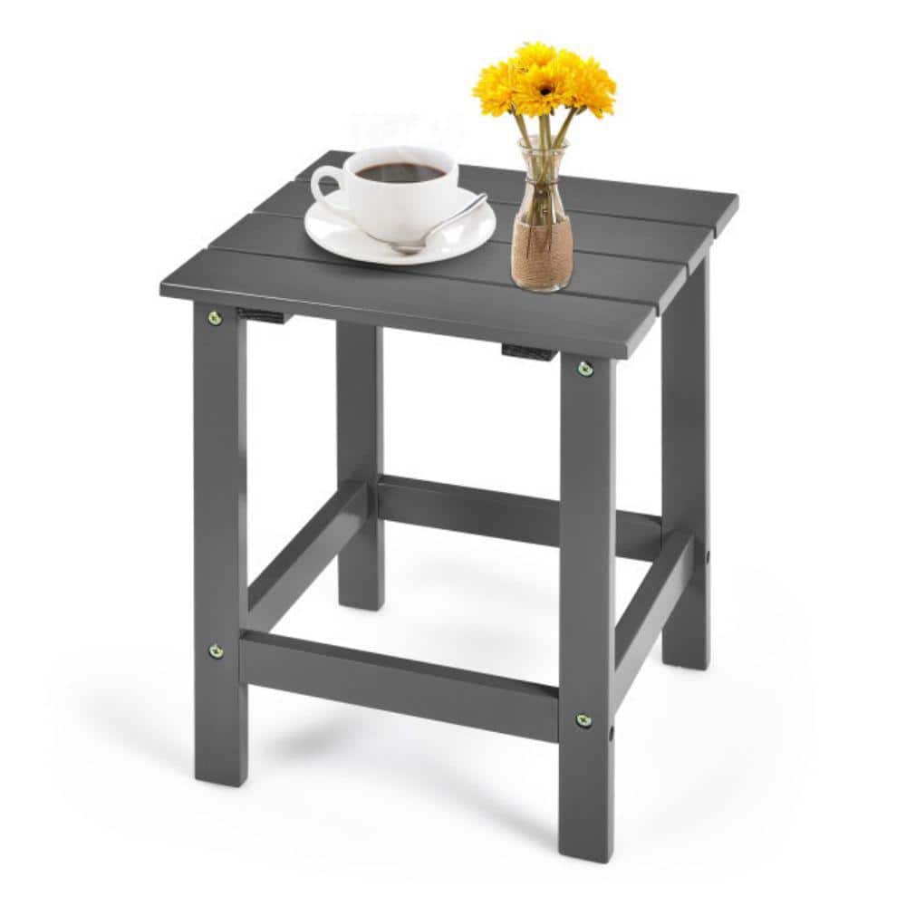Gray Solid Fir Wood Square Outdoor Side Table