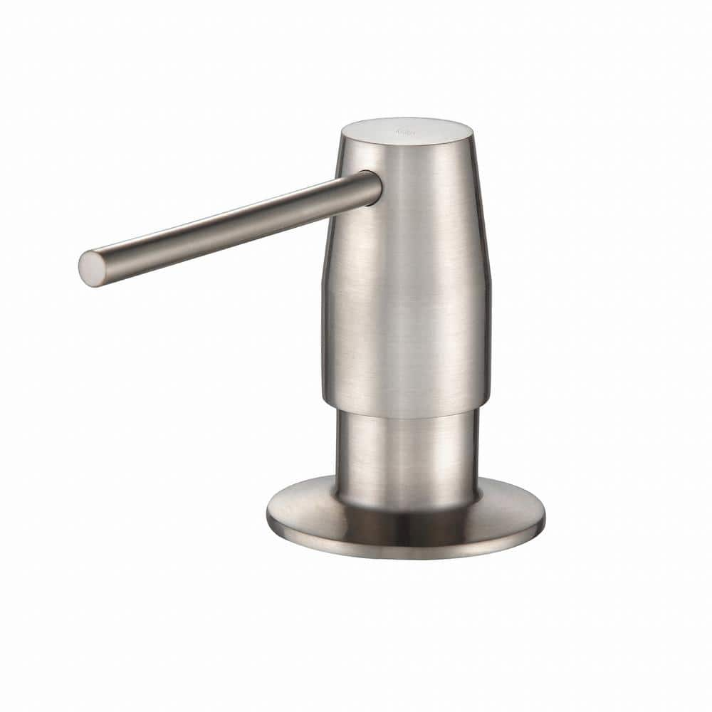 The Plumber's Choice Kitchen Sink Stainless Steel Soap Dispenser Built-in Design for Counter Top with Large Liquid Bottle in Brushed Nickel