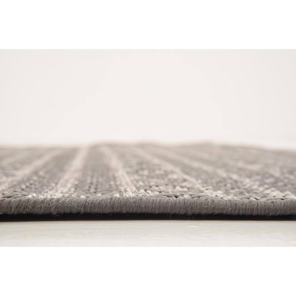 Easy-Care Reversible Gray Stripe Outdoor Square Rug 6'x6'