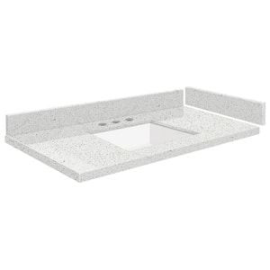 Silestone 31.25 in. W x 22.25 in. D Quartz White Rectangular Single Sink Vanity Top in Stellar Snow