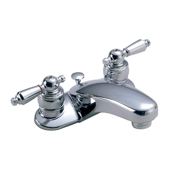 Symmons Symmetrix 4 in. Centerset 2-Handle Bathroom Faucet with Metal Drain Assembly in Chrome