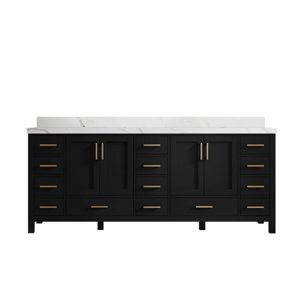 Malibu 84 in. W x 22 in. D x 36 in. H Double Sink Bath Vanity in Black with 2 in. Calcutta Laza Top price history on PriceWatchPro