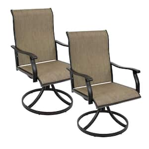 Sunnydaze Classic Garden Patio Swivel Dining Chairs - Brown - (Set of 2)