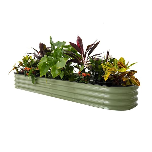 vego garden 11 in. Tall 9 in. 1 Modular Olive Green Metal Raised Garden Bed Kit