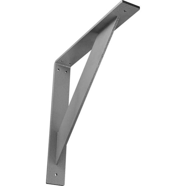 Ekena Millwork 2 in. x 14 in. x 14 in. Steel Hammered Gray Traditional Bracket