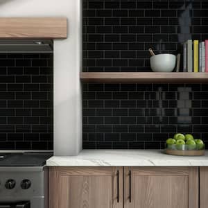 Restore Glossy Black 3 in. x 6 in. Glazed Ceramic Subway Wall Tile (0.125 sq. ft./each)