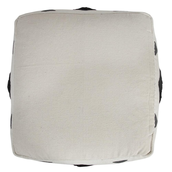HomeRoots Amelia White Cotton Square Cube Ottoman