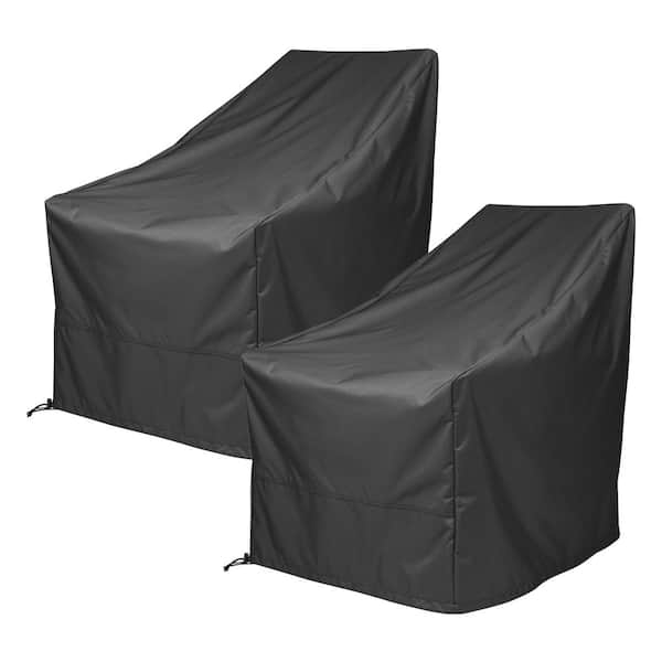 Shine Company Set of 2 34.5"H Rectangular Black Polyester Adirondack chair Cover, waterproof and UV resistant, durable patio cover
