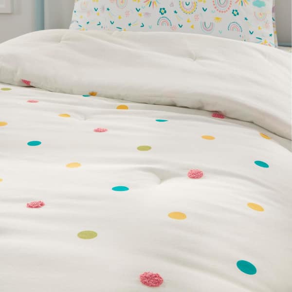 StyleWell Kids 3-Piece Multi-Color Textured Polka Dot Cotton Full/Queen  Comforter Set OS DOT & EMB - The Home Depot
