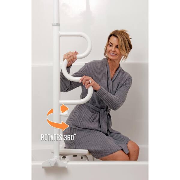 Bathtub Security Pole & Curve Grab Bar - Senior Bath Safety