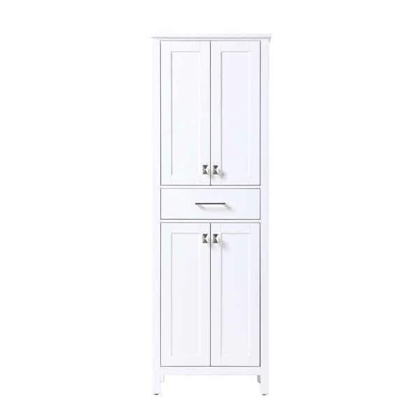 24 in. W x 18 in. D x 72 in. H White Freestanding Linen Cabinet