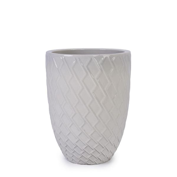 Ceramic Flowerpot, Modern Planter for Patio, Garden, Windowsill, (1-Pack)Milk White