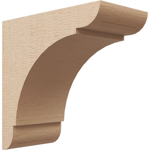 Ekena Millwork Classic Series 1 7 in. x 14 in. x 14 in. Olympic Rough Cedar Woodgrain Timberthane Polyurethane Corbel in Primed Tan