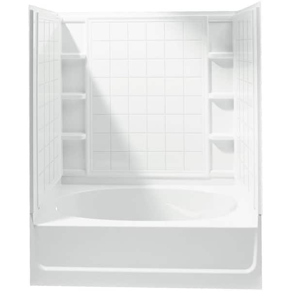 STERLING Accord 36 in. x 60 in. x 72 in. Tile Bath and Shower Kit with Left-Hand Drain in White