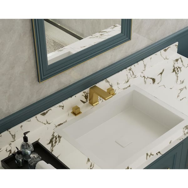 FARNE 8 in. Widespread Double Handles Bathroom Faucet in Brushed Gold Valve Included (1-Pack)