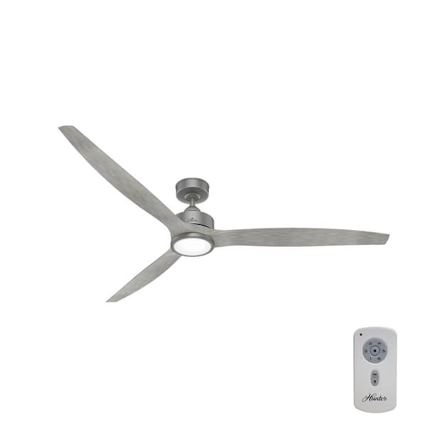 Hunter Park View 72 in. Integrated LED Indoor/Outdoor Matte Silver Ceiling Fan with Light Kit and Remote