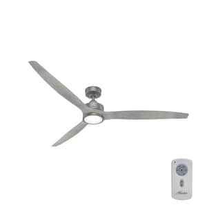 Park View 72 in. Integrated LED Indoor/Outdoor Matte Silver Ceiling Fan with Light Kit and Remote