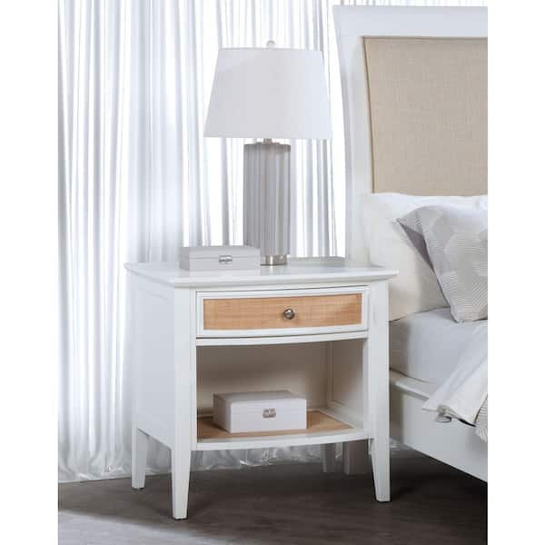 Coaster Bexhill White 1-Drawer Nightstand Bedside Table with Open Compartment