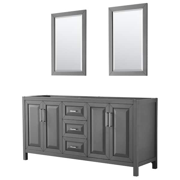 Wyndham Collection Daria 71 in. Double Bathroom Vanity Cabinet Only with 24 in. Mirrors in Dark Gray