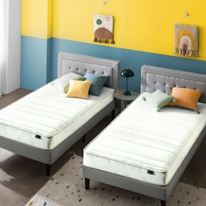 6 in. Medium Quilted Top Twin Foam and Spring Mattress 2-Piece Set for Bunk Beds