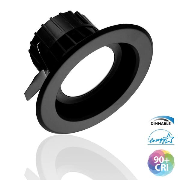 NICOR DLR Series 4 in. Black 5000K Integrated LED Retrofit Downlight Recessed Trim Kit, 91 CRI