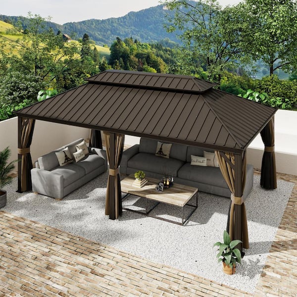 GAZEBEST 12 ft. x 10 ft. Large Heavy Duty Metal Outdoor Pergola