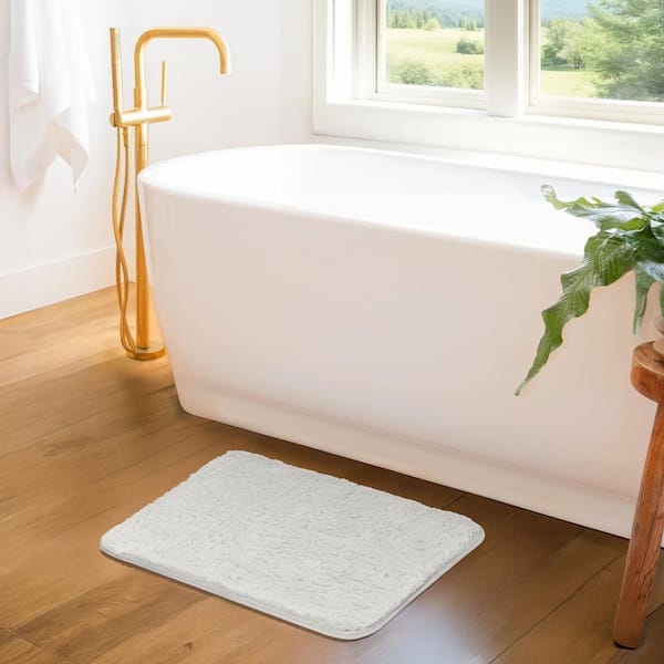 Ultra Soft 24 in. x 17 in. White Plush Bath Mat